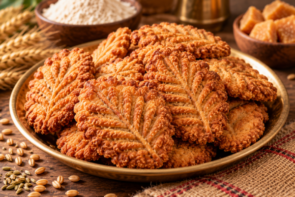 Rustic Golden Thekua Cookie Platter Traditional Bihari Thekua
