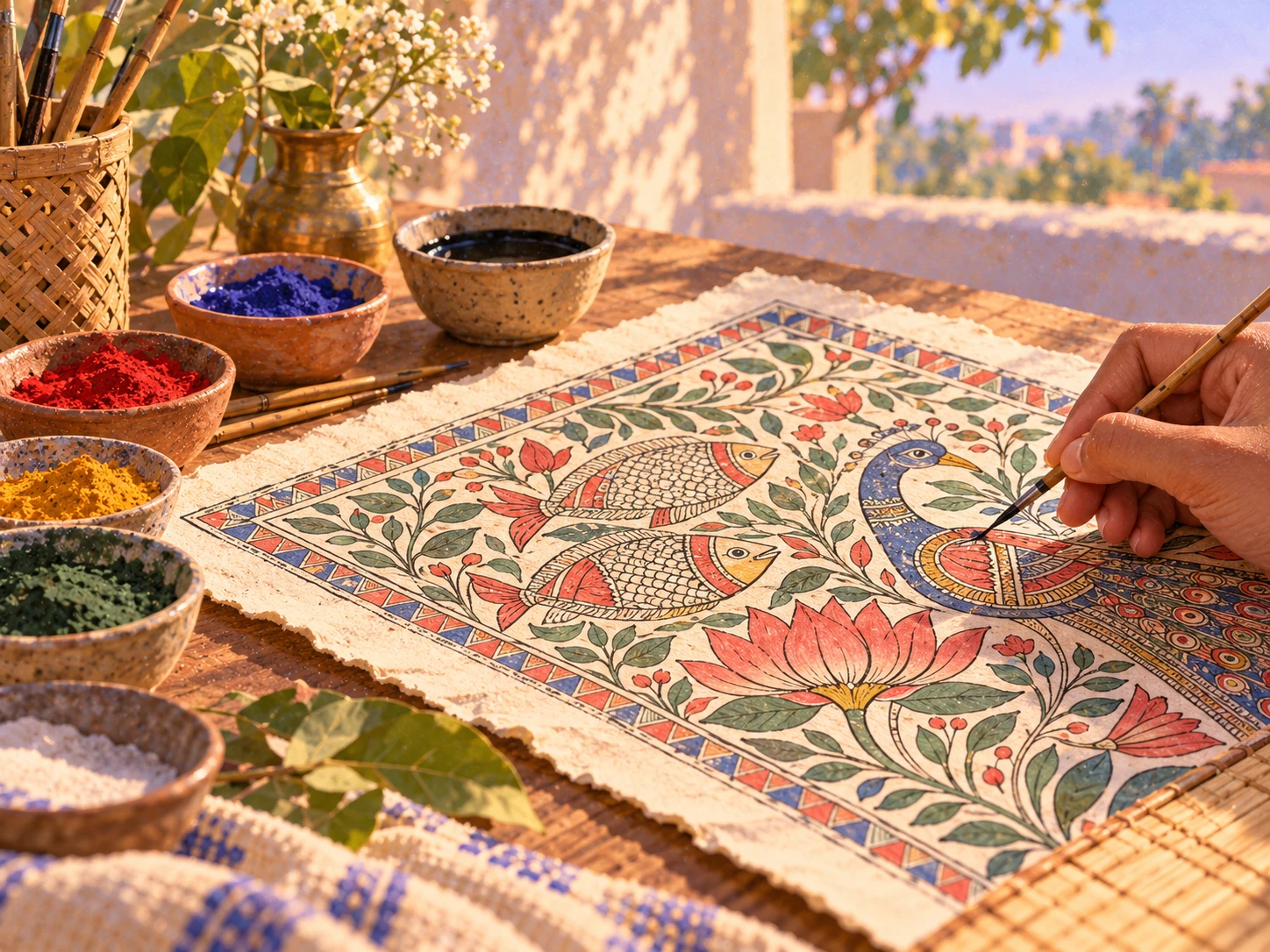 Madhubani, painted lines from Mithila